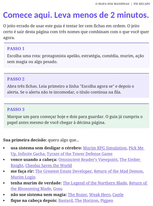 Página Comece aqui: como usar o Mapa em menos de 2 minutos e as rotas de leitura